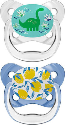 Dr Brown's Ορθοδοντικές Πιπίλες Σιλικόνης για 6-18 μηνών Δεινόσαυρος / Λεμόνια 2τμχ